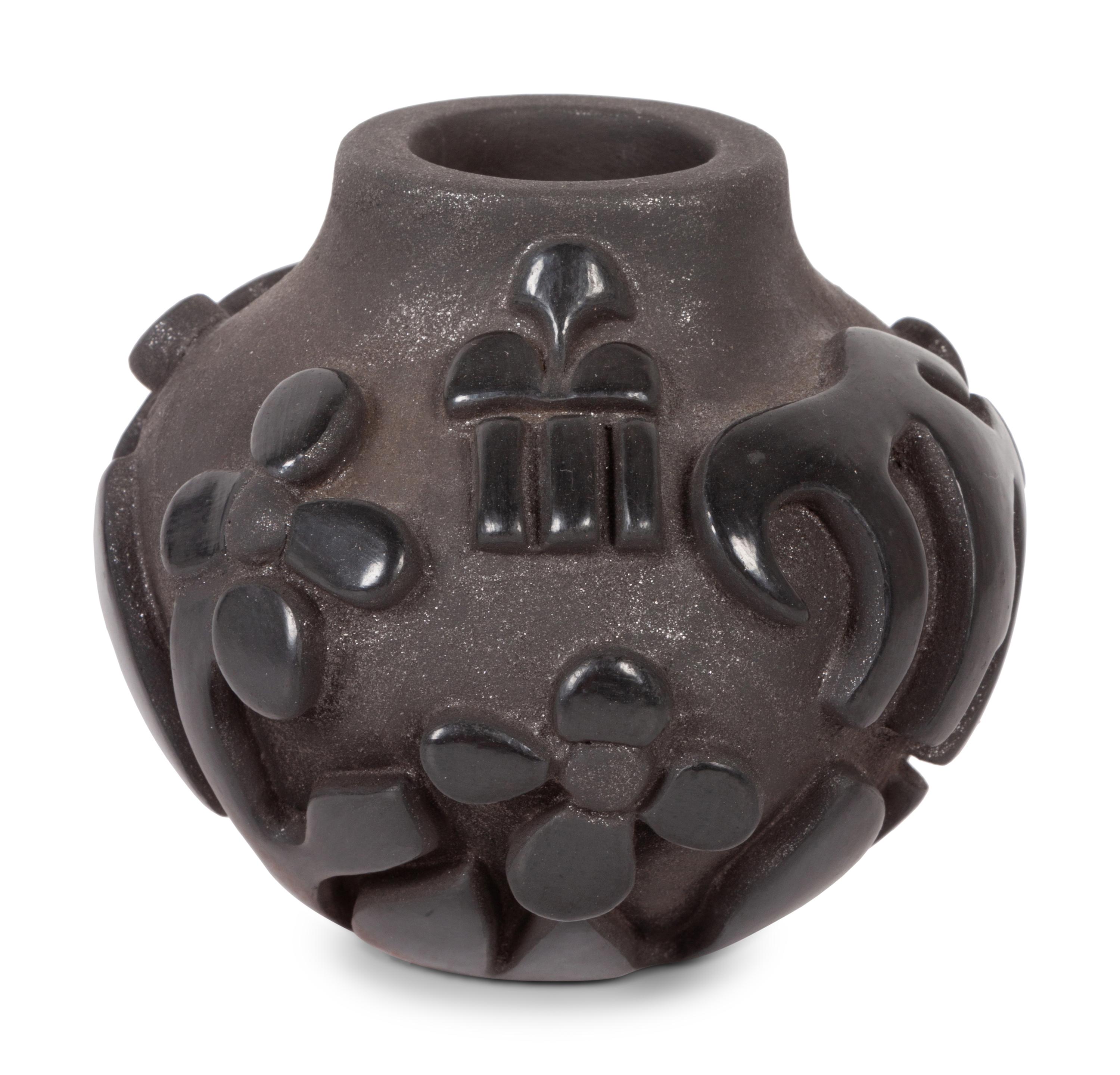 Carved Micaceous Blackware Jar
