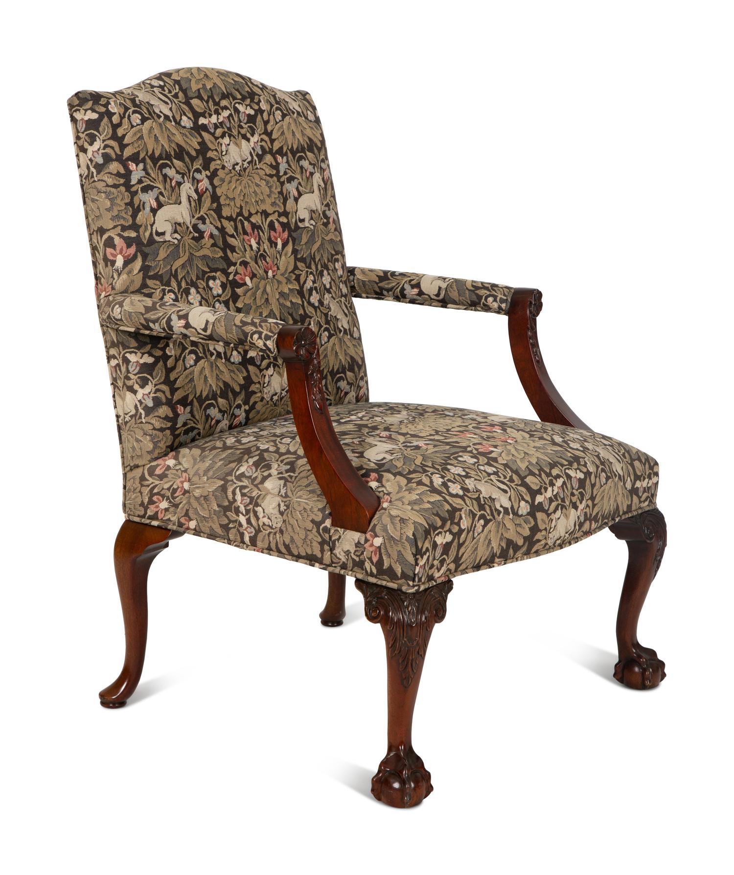 A George III Style Mahogany Open Armchair