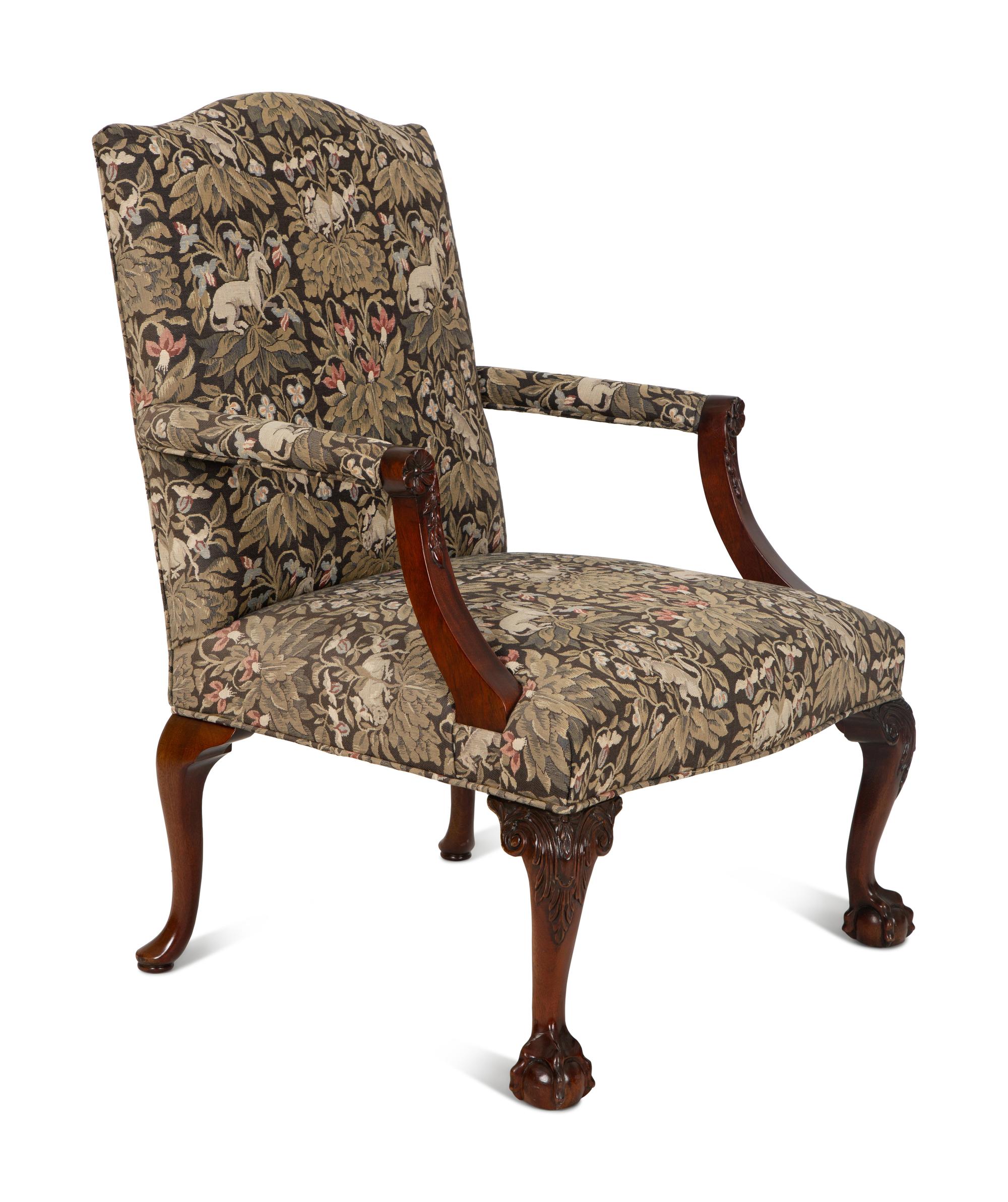 A George III Style Mahogany Open Armchair