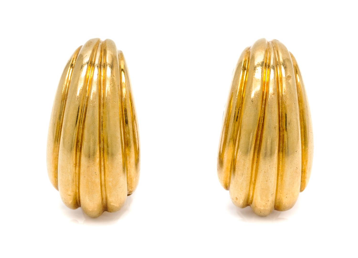A Pair of 18 Karat Yellow Gold Earclips, 8.20 dwts.