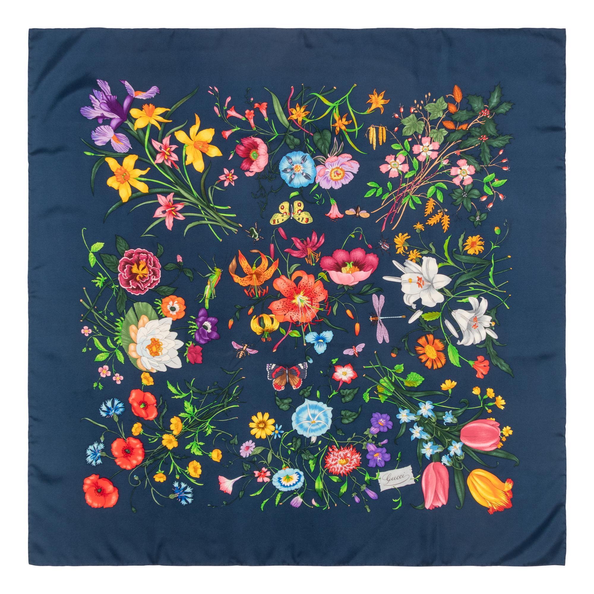 Two Gucci Scarves and Three Yves Saint Laurent Scarves