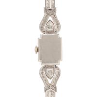 HAMILTON, PLATINUM AND DIAMOND WATCH