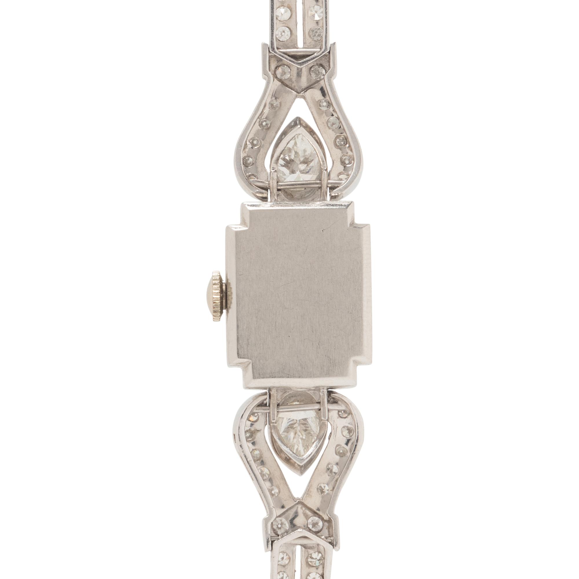 HAMILTON, PLATINUM AND DIAMOND WATCH