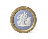 A Brass Doorknob with Inset Wedgwood Jasperware Medallion