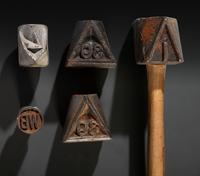 Ten Cast Iron Logging Stamps and Hammers