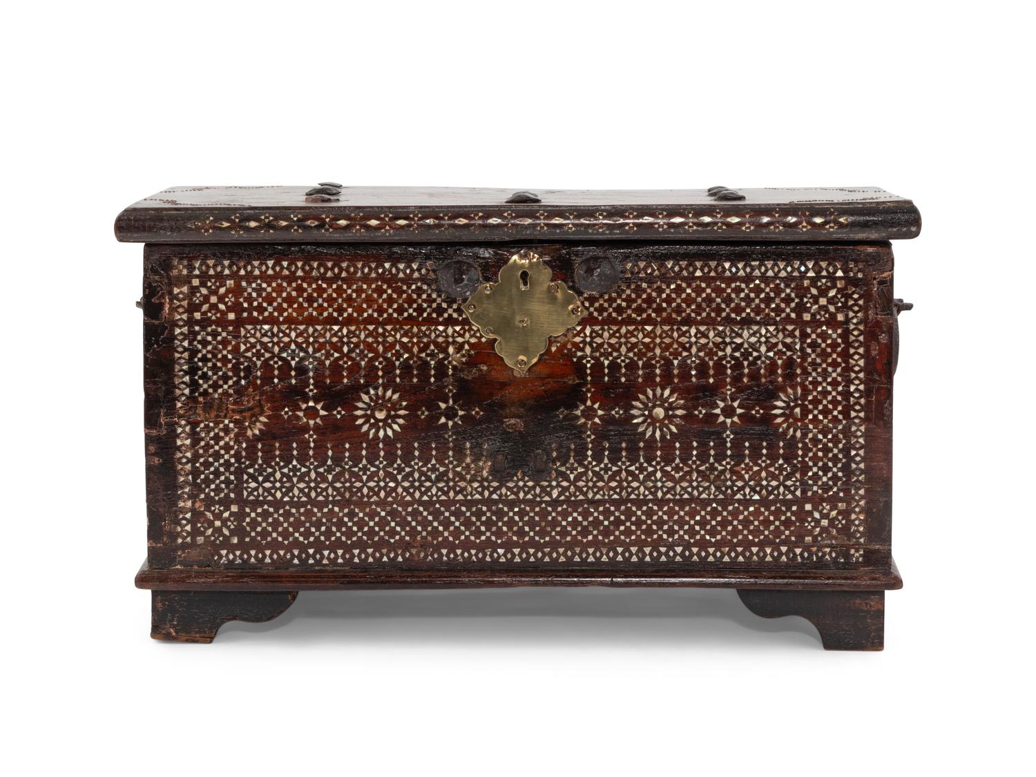 A Middle-Eastern Mother-of-Pearl Inlaid Oak Table Casket