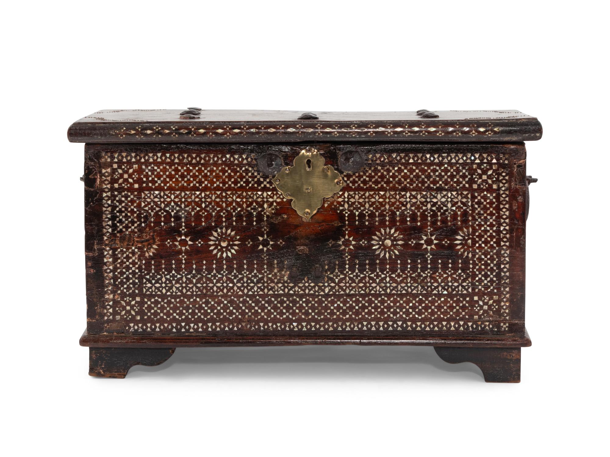 A Middle-Eastern Mother-of-Pearl Inlaid Oak Table Casket