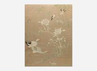 A set of four Chinese silk-embroidered panels depicting birds and flowers 刺繡花鳥 一組四件