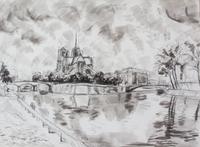 Andre Dunoyer De Segonzac, (French, 1884-1974), Notre Dame from the Seine