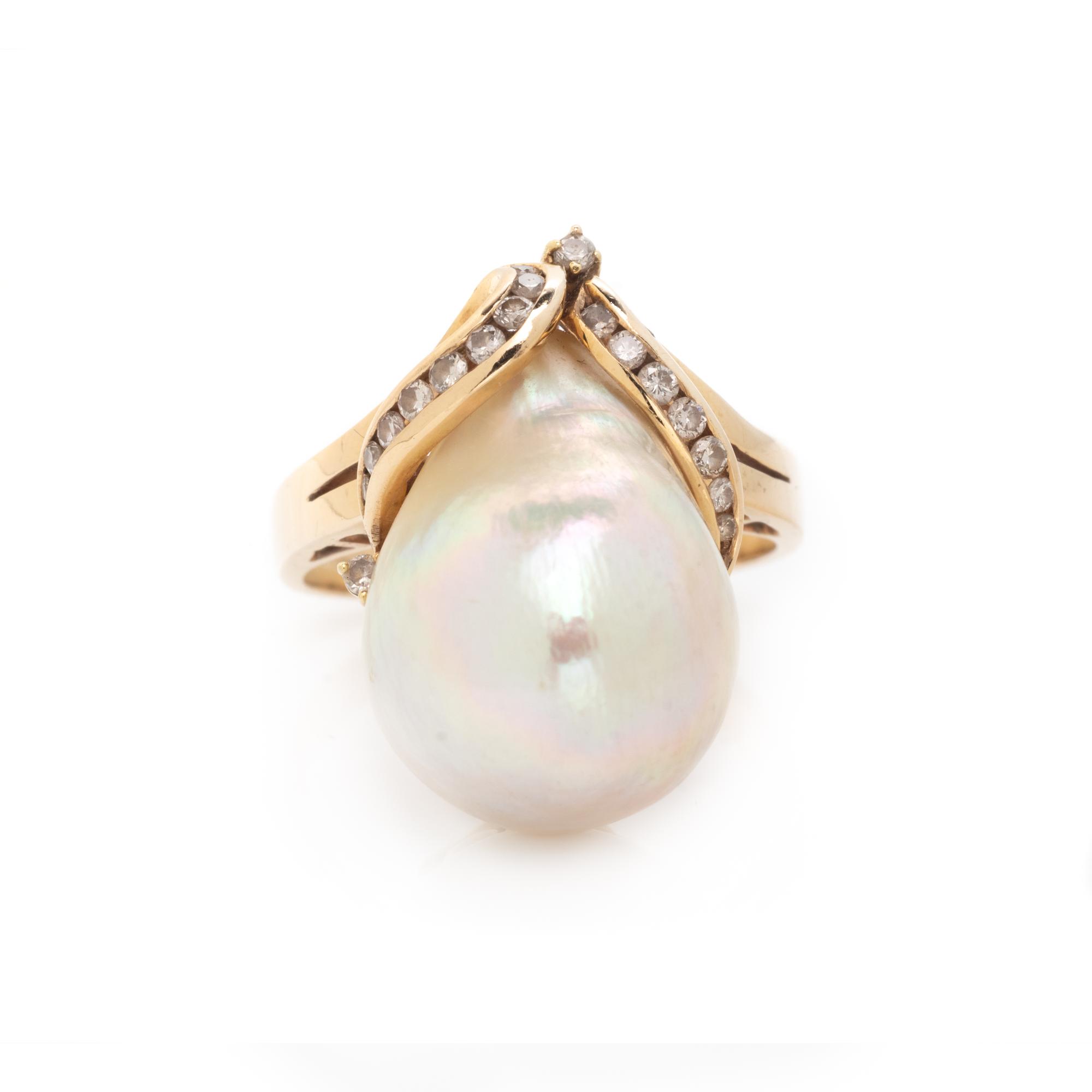 CULTURED PEARL AND DIAMOND RING