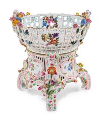 A Herend Porcelain Reticulated Centerpiece Basket