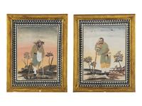Two Continental Watercolor and Collage Illustrations