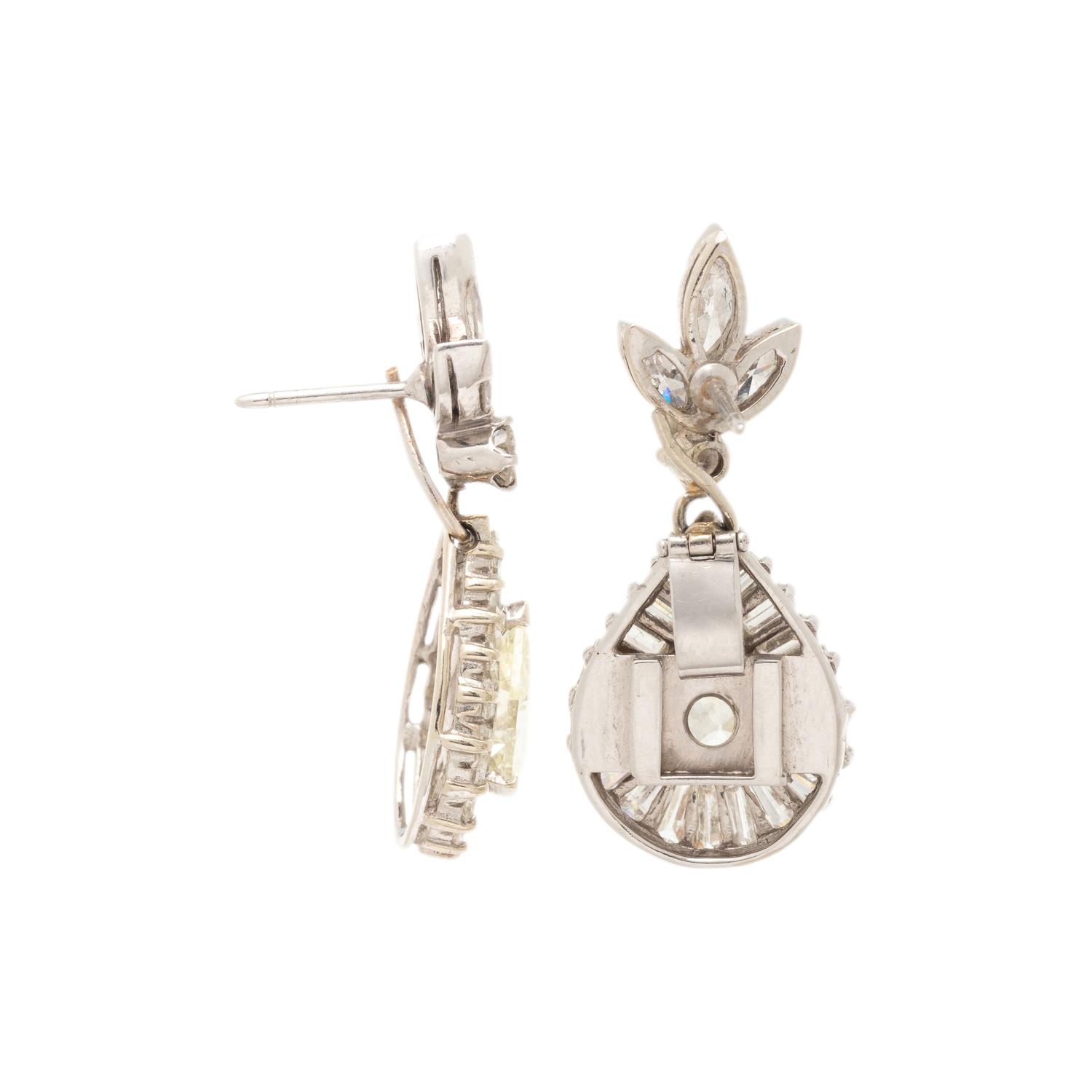 YELLOW DIAMOND AND DIAMOND EARRINGS