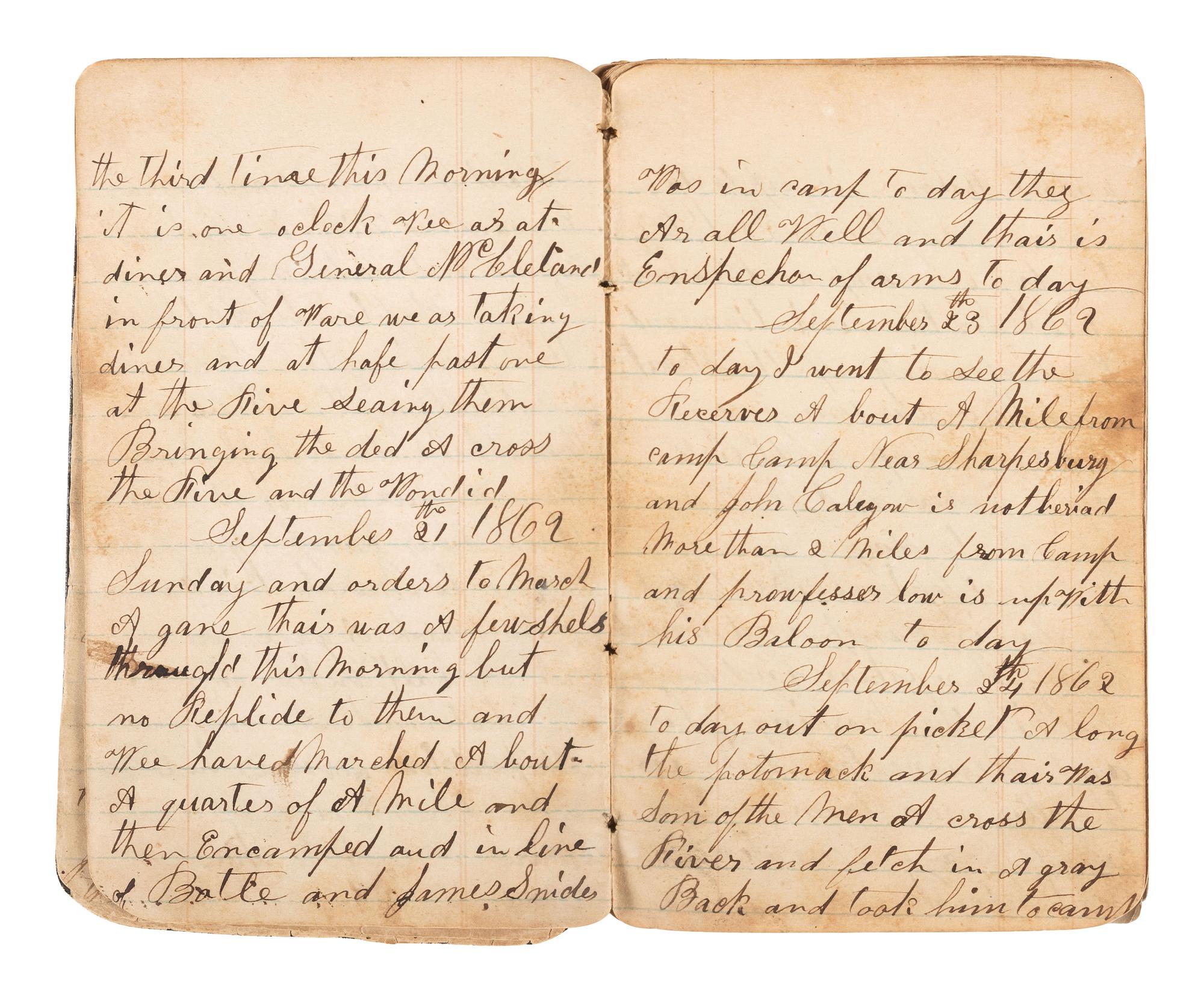 [CIVIL WAR]. War-date diary of Corporal J. A. Raudibaugh, Company H, 133rd Pennsylvania Infantry Regiment. Including Fredericksburg, "Mud March," and Chancellorsville content.