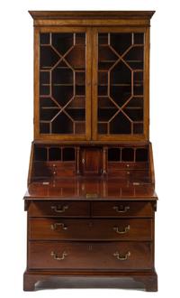 A George III Style Mahogany Secretary Bookcase Height 81 x width 37 x depth 20 1/4 inches. — FIRST HALF 19TH CENTURY