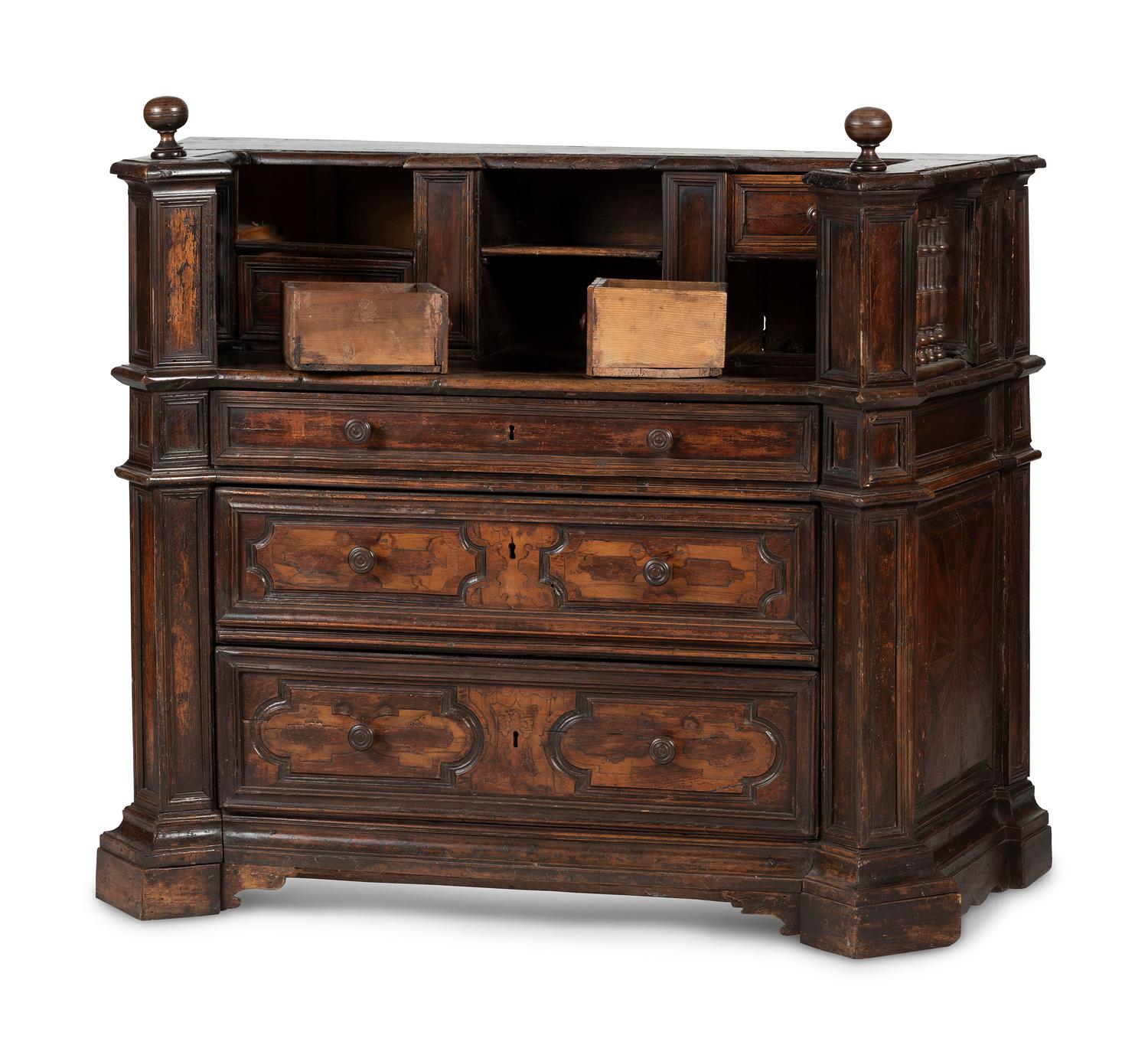 An Italian Baroque Style Walnut Desk