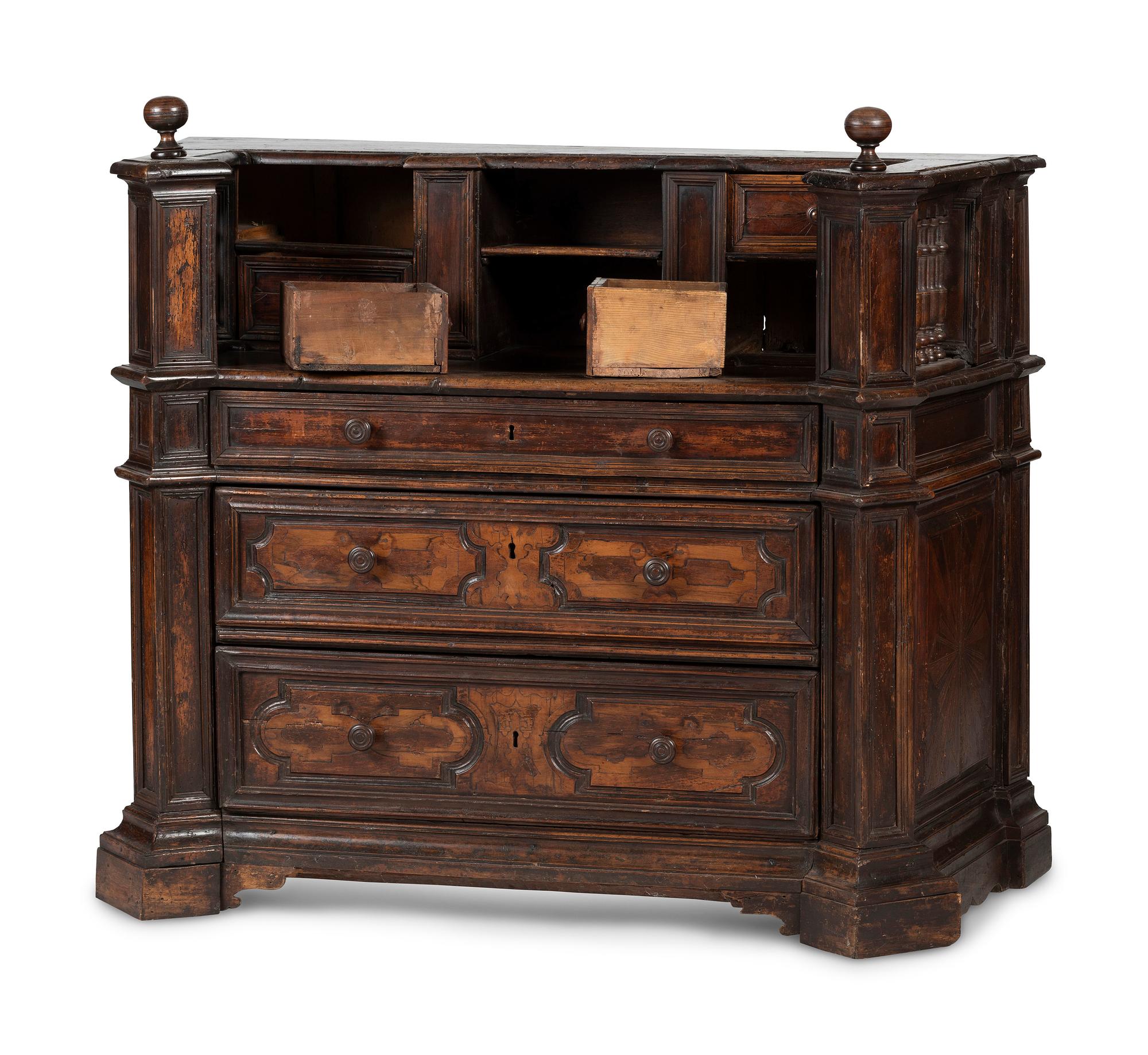 An Italian Baroque Style Walnut Desk