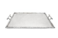 A Large Silver-Plate Faux Bamboo Tray