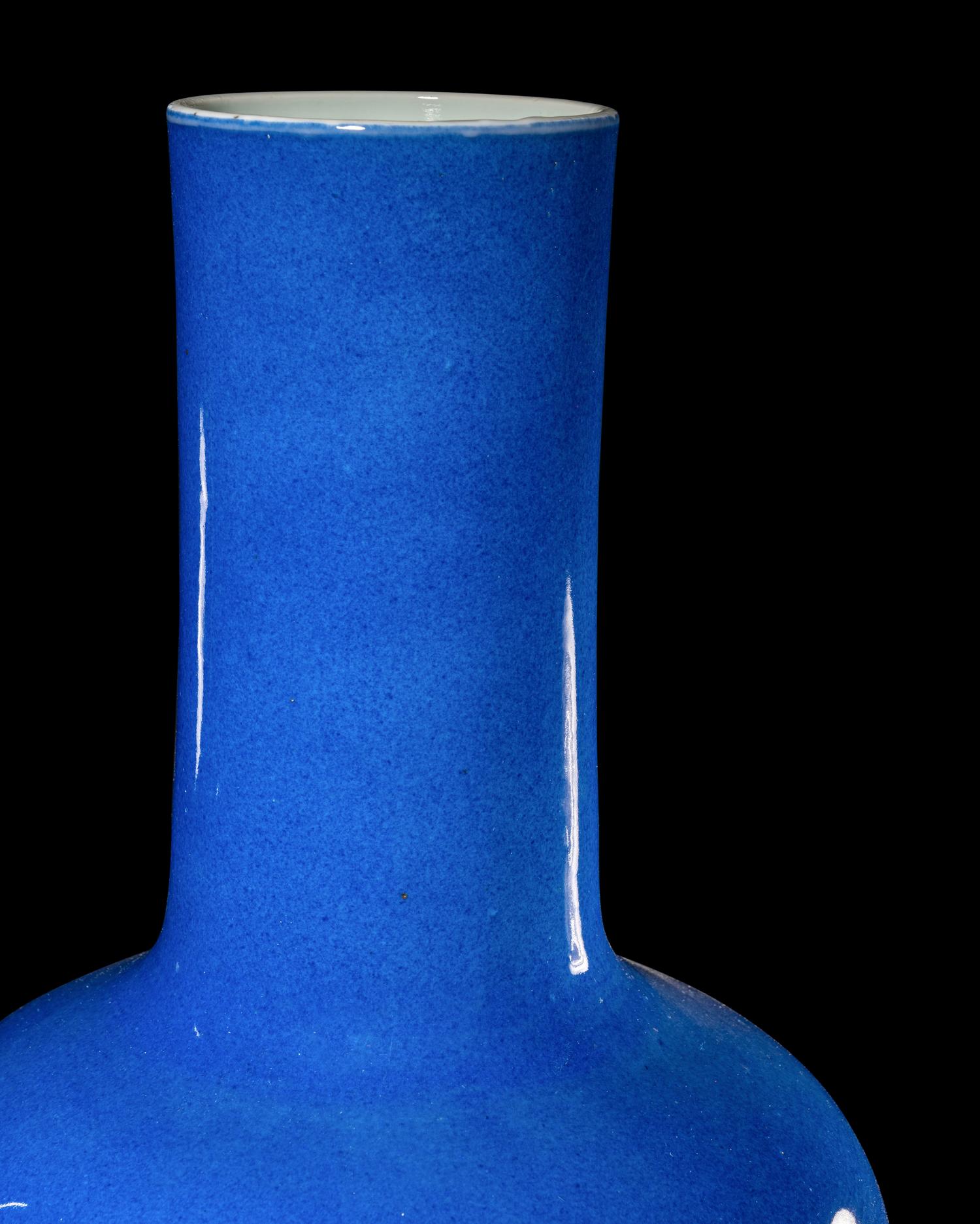A Pair of Powder Blue Glazed Bottle Vases