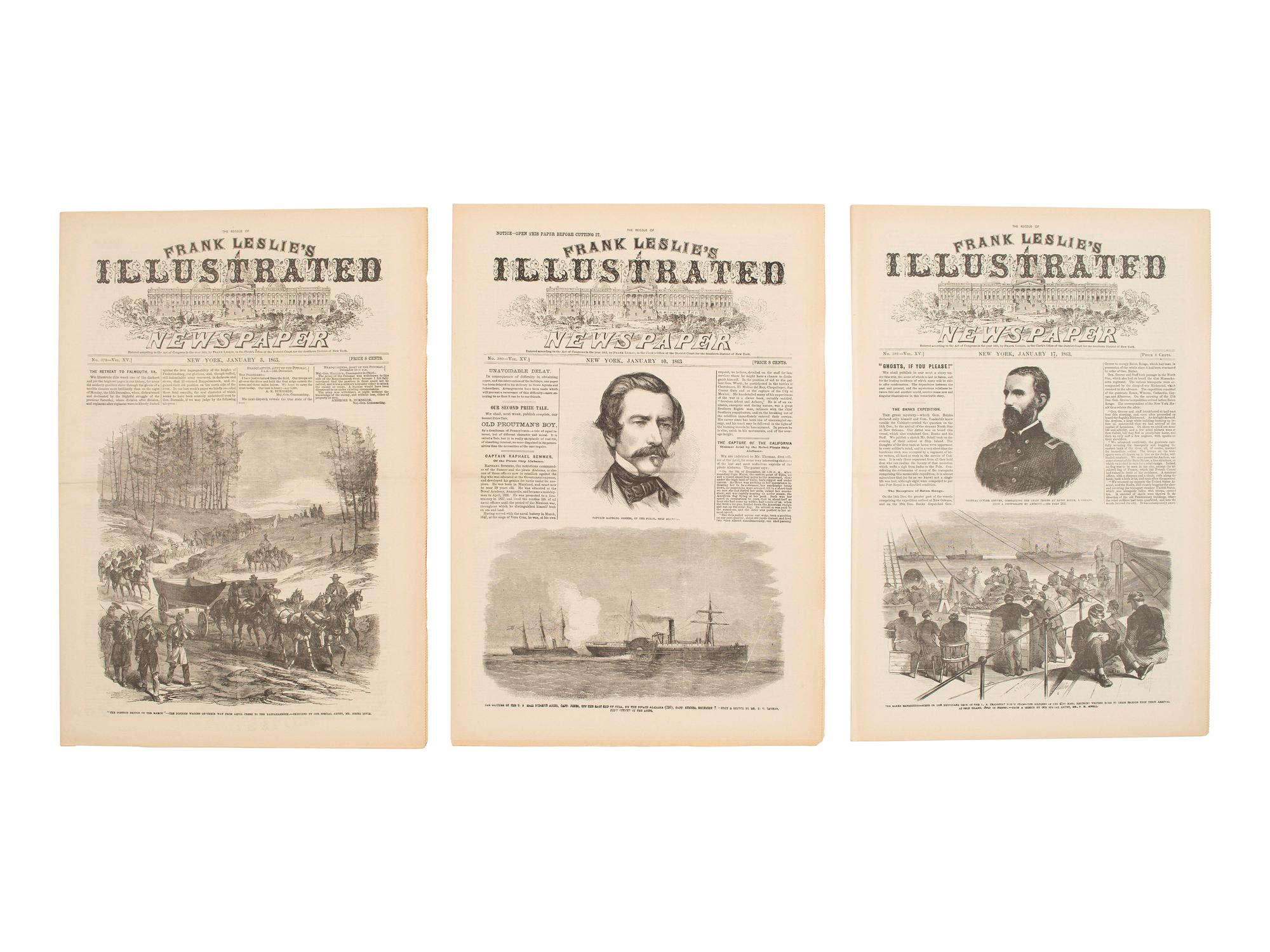 [CIVIL WAR]. Frank Leslie's Illustrated Newspaper . Bound vols. in English and German, ca 1858-1862.