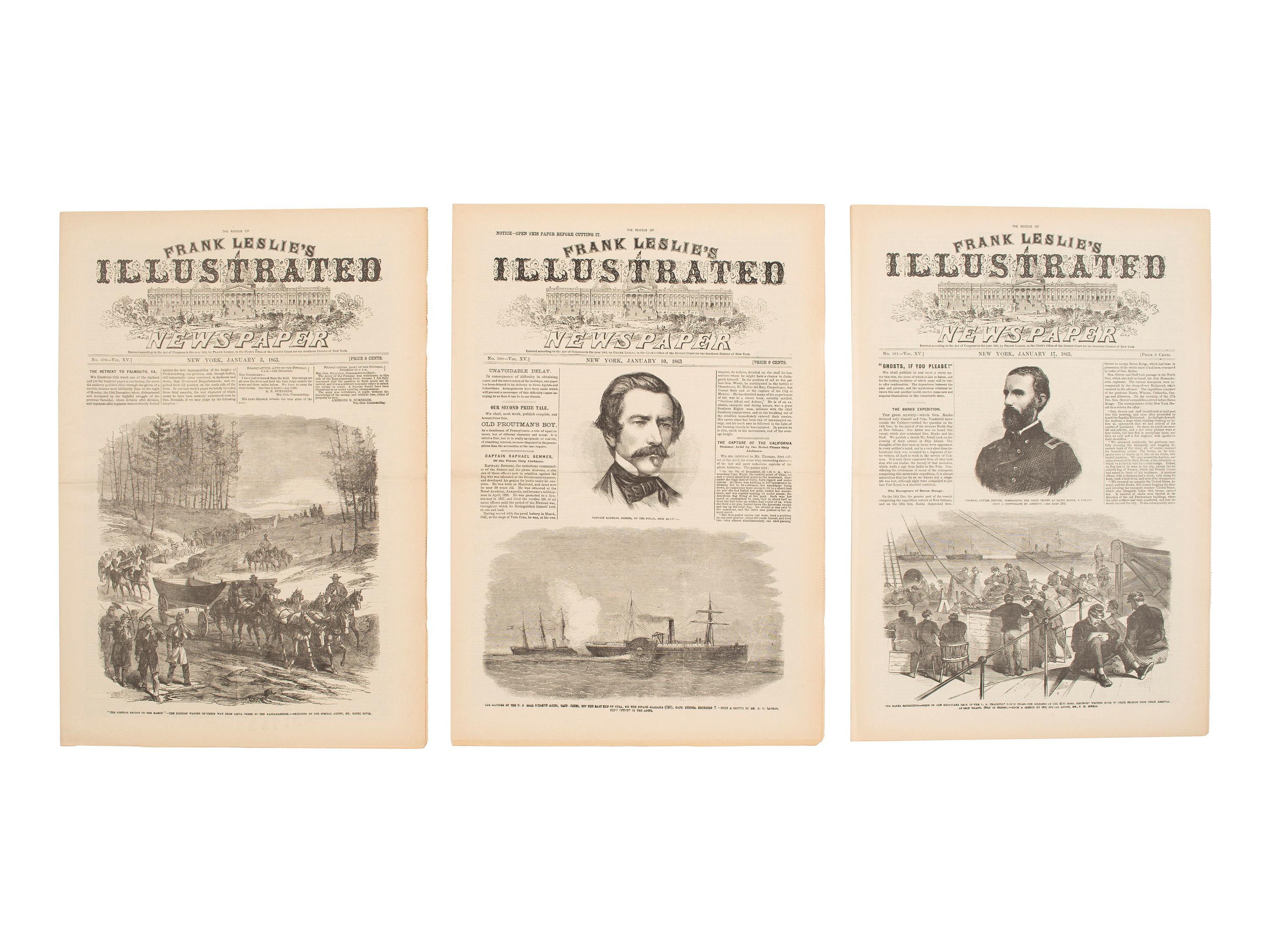 [CIVIL WAR]. Frank Leslie's Illustrated Newspaper . Bound vols. in English and German, ca 1858-1862.