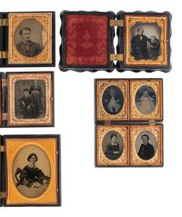[EARLY PHOTOGRAPHY]. A group of Union cases and collar boxes with varying designs.