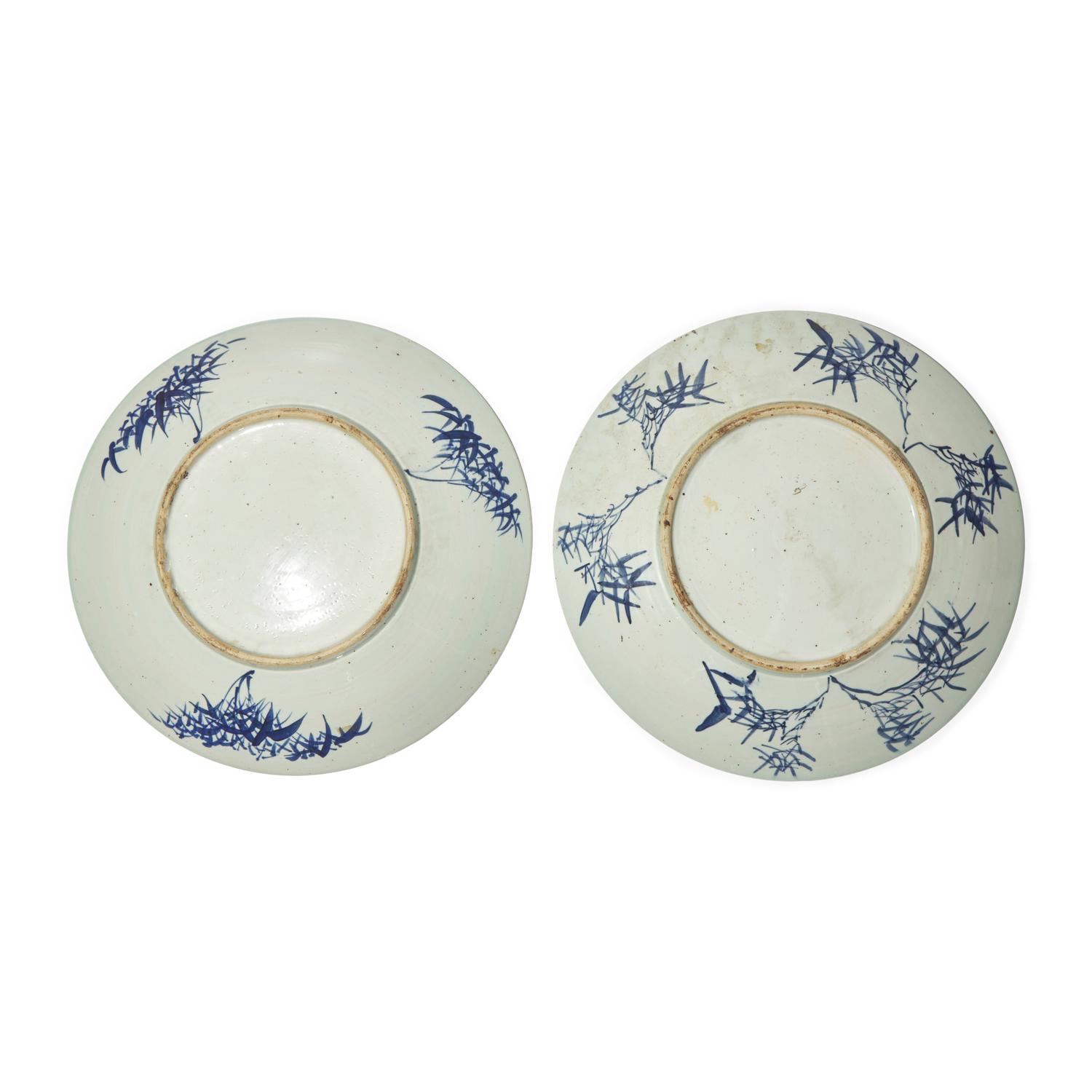 Two Chinese Blue and White Porcelain Chargers
