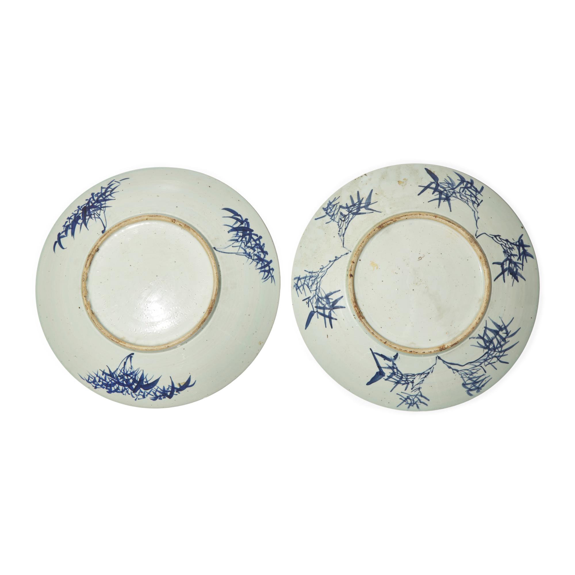 Two Chinese Blue and White Porcelain Chargers