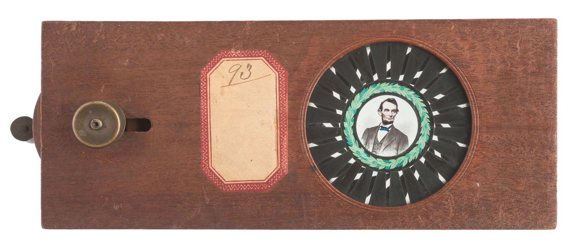 [LINCOLNIANA - MAGIC LANTERN SLIDES]. A collection of 65 assorted glass slides depicting important subjects and scenes depicting the life, death, and legacy of Abraham Lincoln, including: