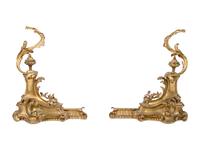 A Pair of Louis XV Style Gilt Bronze Chenets