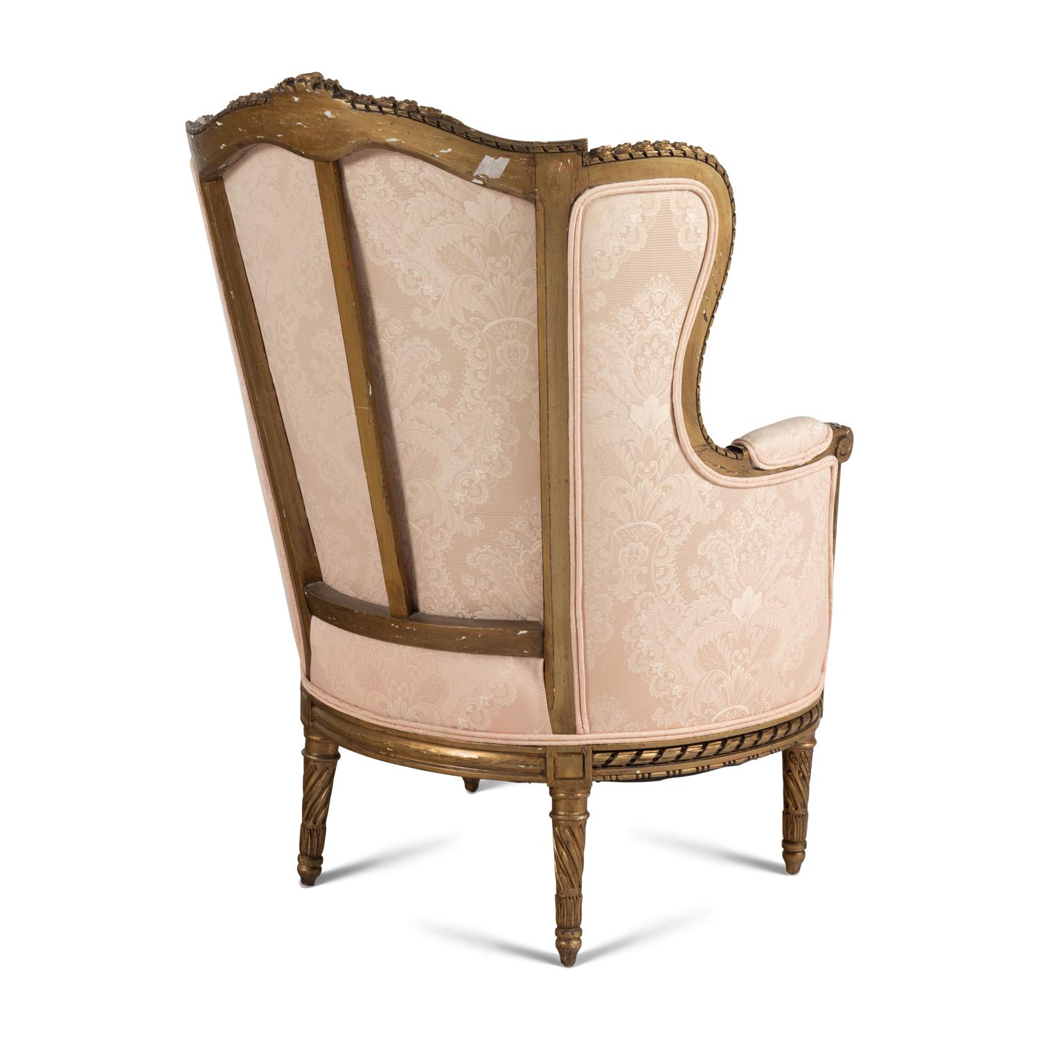 A Pair of Louis XVI Style Giltwood Bergères