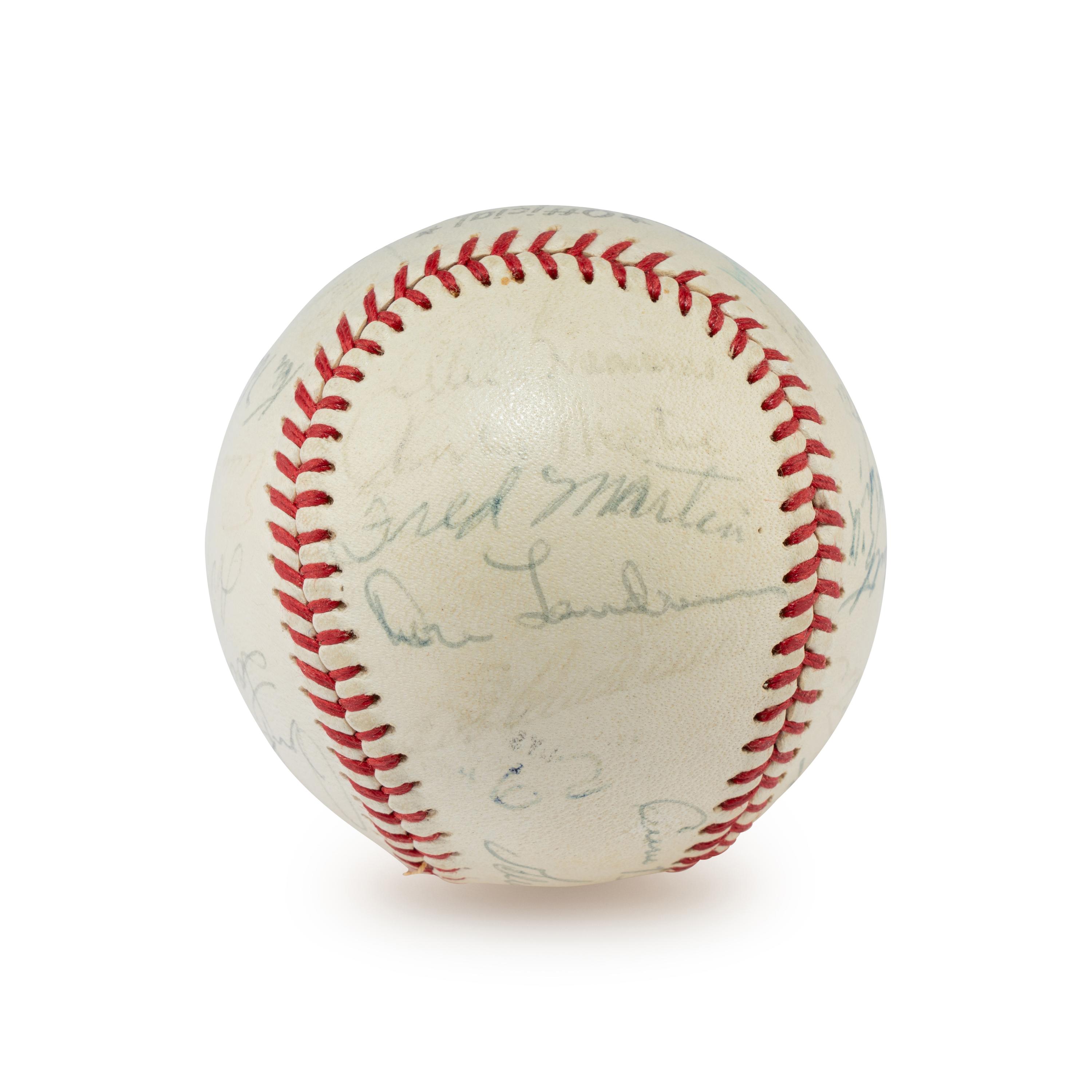 A 1962 Chicago Cubs Team Signed Autograph Baseball Including Rookie Era Lou Brock Signature (Beckett Authentication Services)