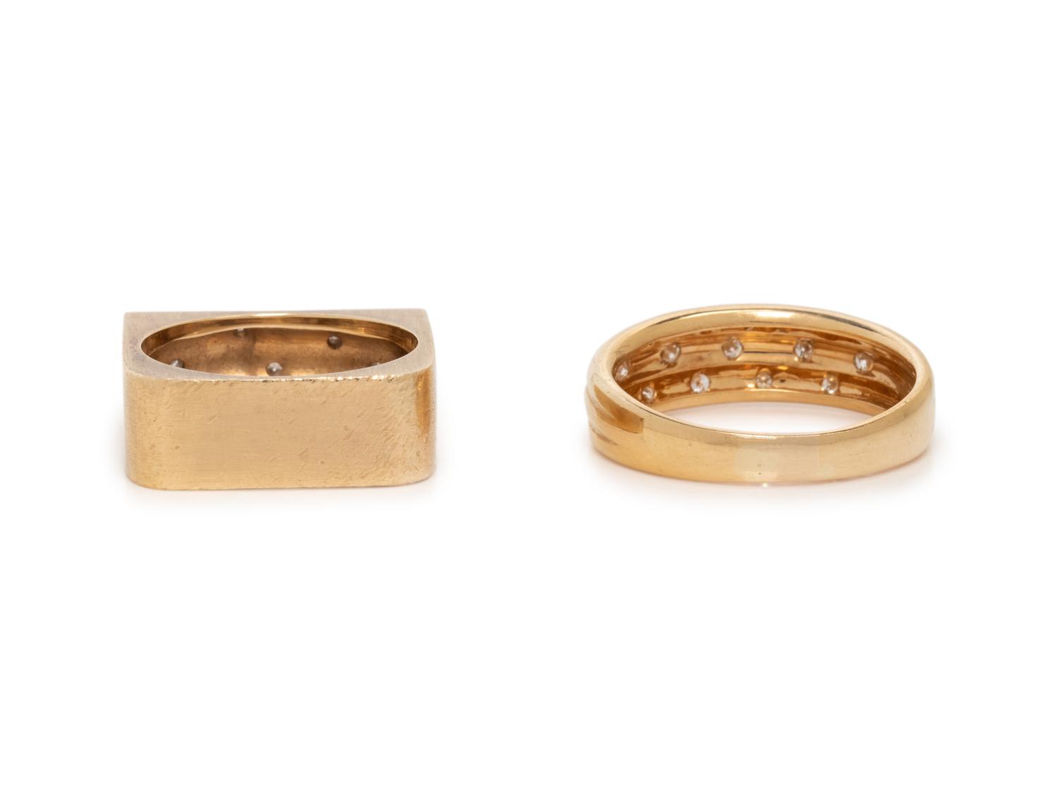 COLLECTION OF YELLOW GOLD AND DIAMOND RINGS