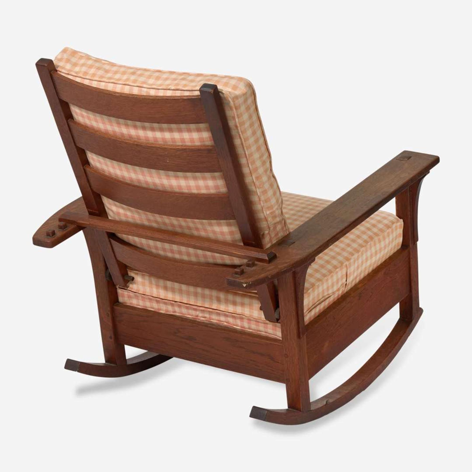 L & J.G. Stickley (American, active 1900-1974) Reclining Morris Rocking Chair No. 831, USA, circa 1910