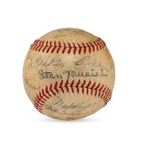 A Circa 1945 Multi Signed Autograph Baseball Featuring Stan Musial, Additional St. Louis Cardinals and Players from Other Teams