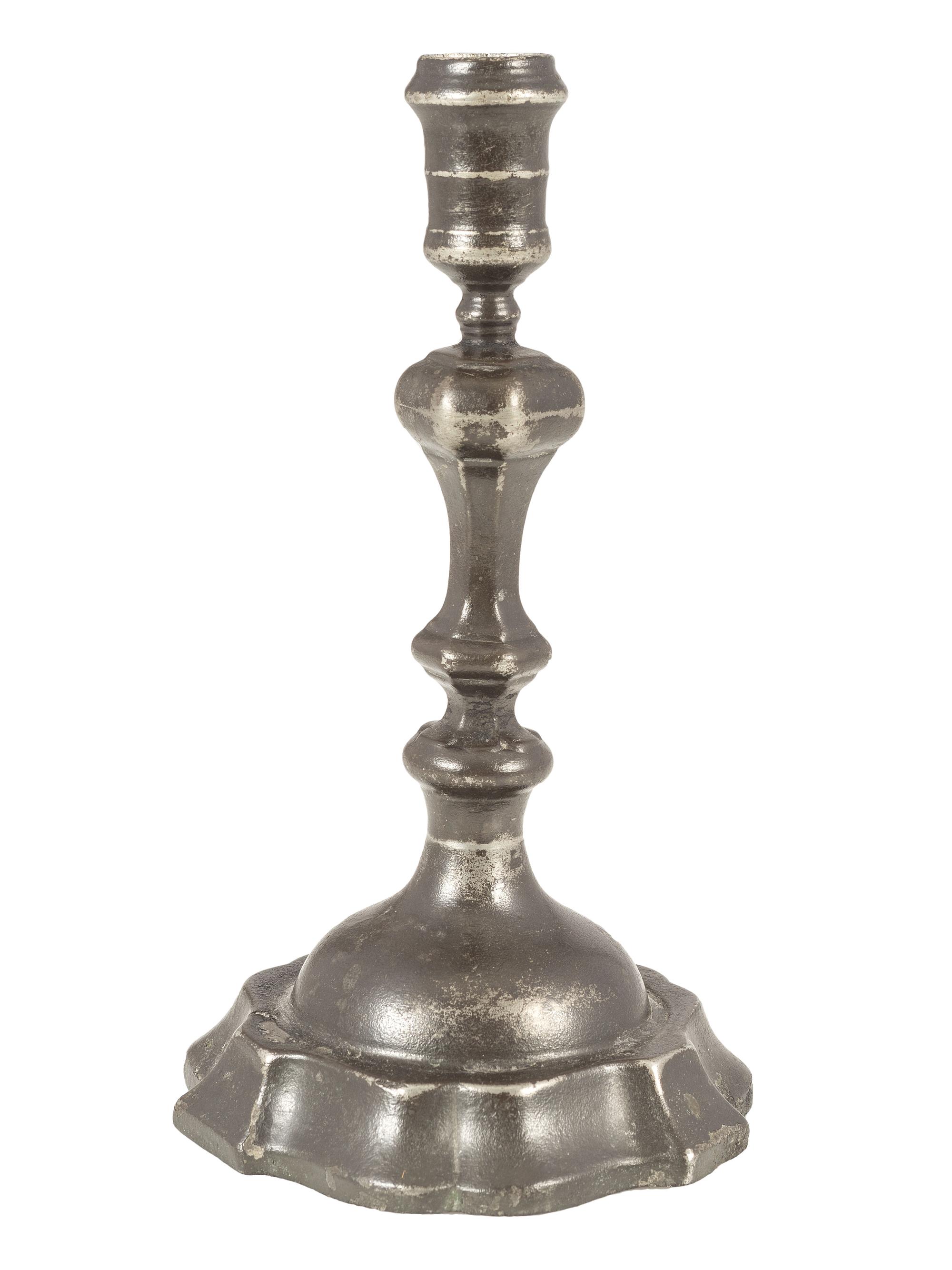 A Dutch Pewter Candlestick