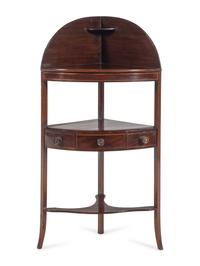 A Regency Satinwood Inlaid Mahogany Corner Washstand