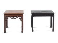 Two Chinese Wood Side Stools