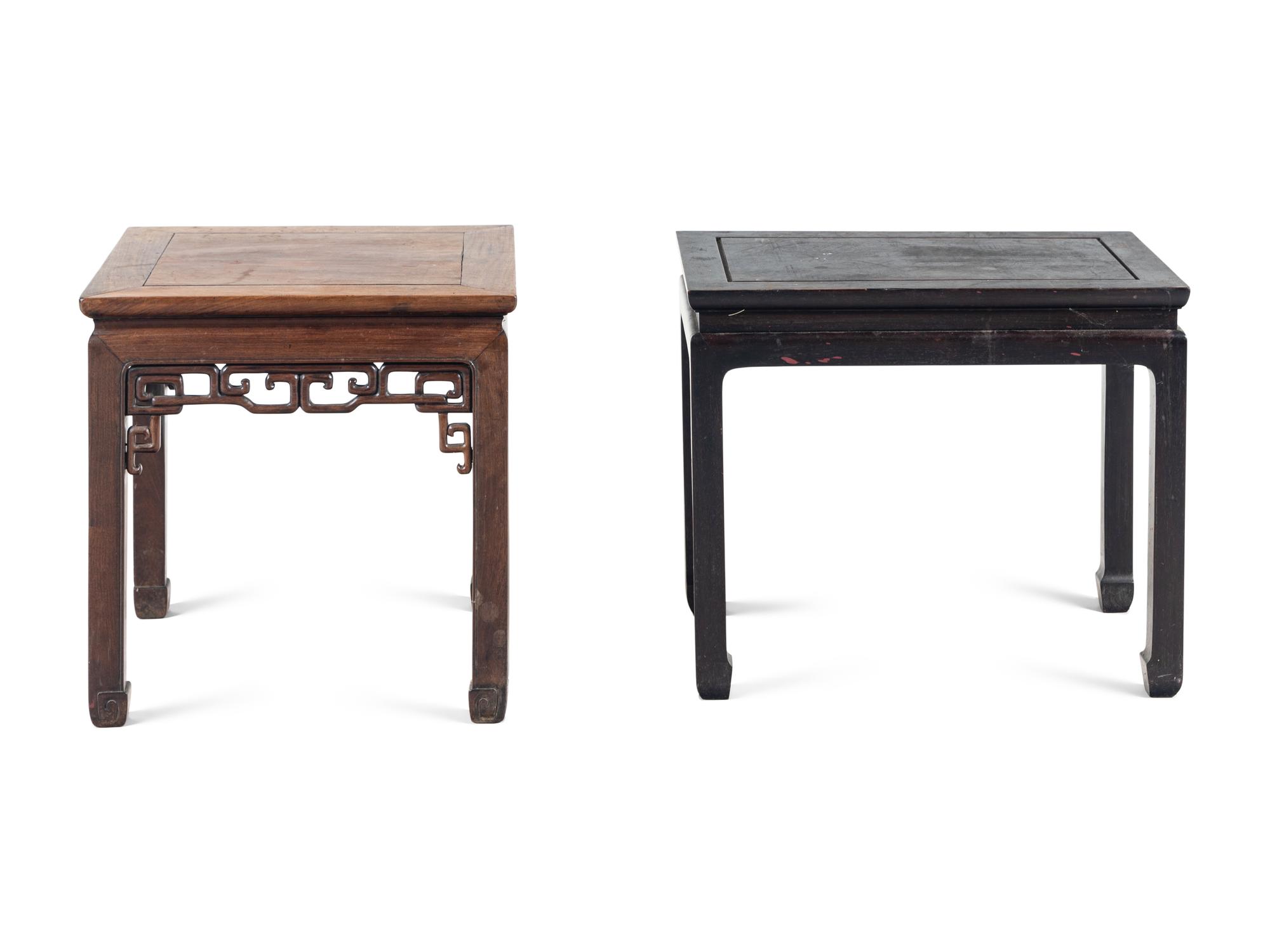 Two Chinese Wood Side Stools