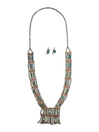 An Egyptian Bead and Faience Necklace with Scarab Earrings