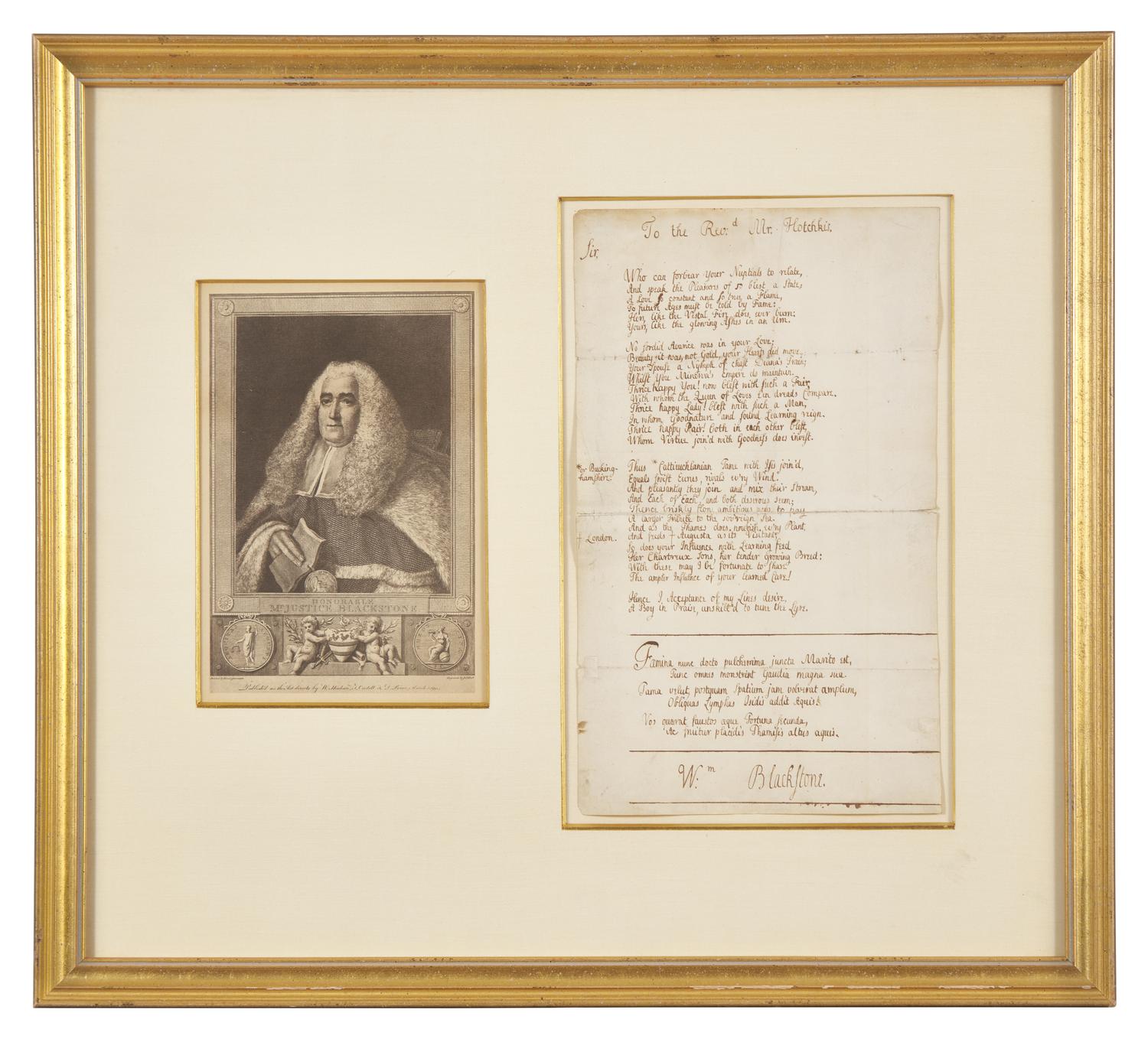 [Law] Blackstone, William. Autograph Manuscript, signed