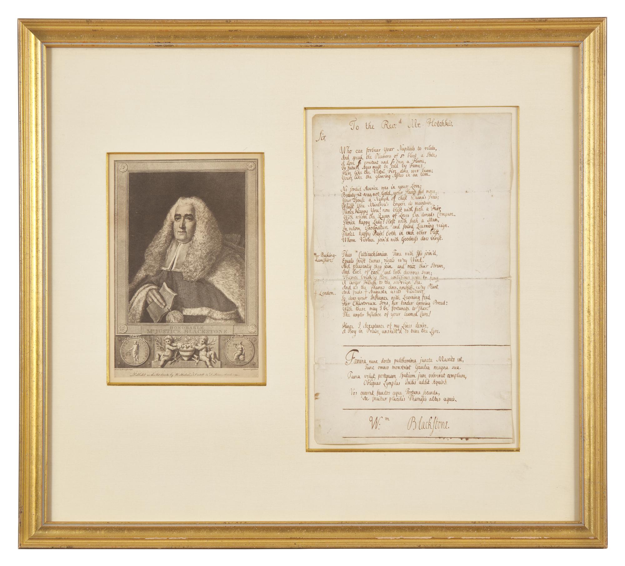 [Law] Blackstone, William. Autograph Manuscript, signed