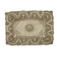 Three Spanish Colonial silver repoussé rectangular sideboard dishes Possibly Potosi, Bolivia, early 18th century
