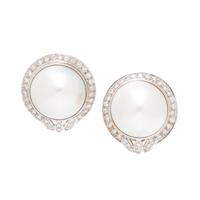 Adler, Mabé Pearl, Diamond, and White Gold Earrings