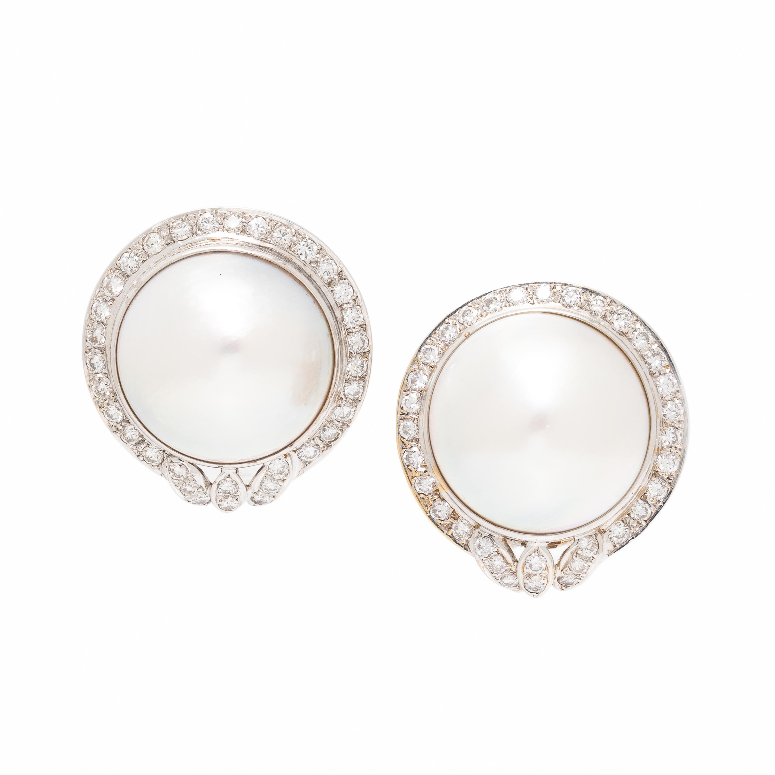 Adler, Mabé Pearl, Diamond, and White Gold Earrings