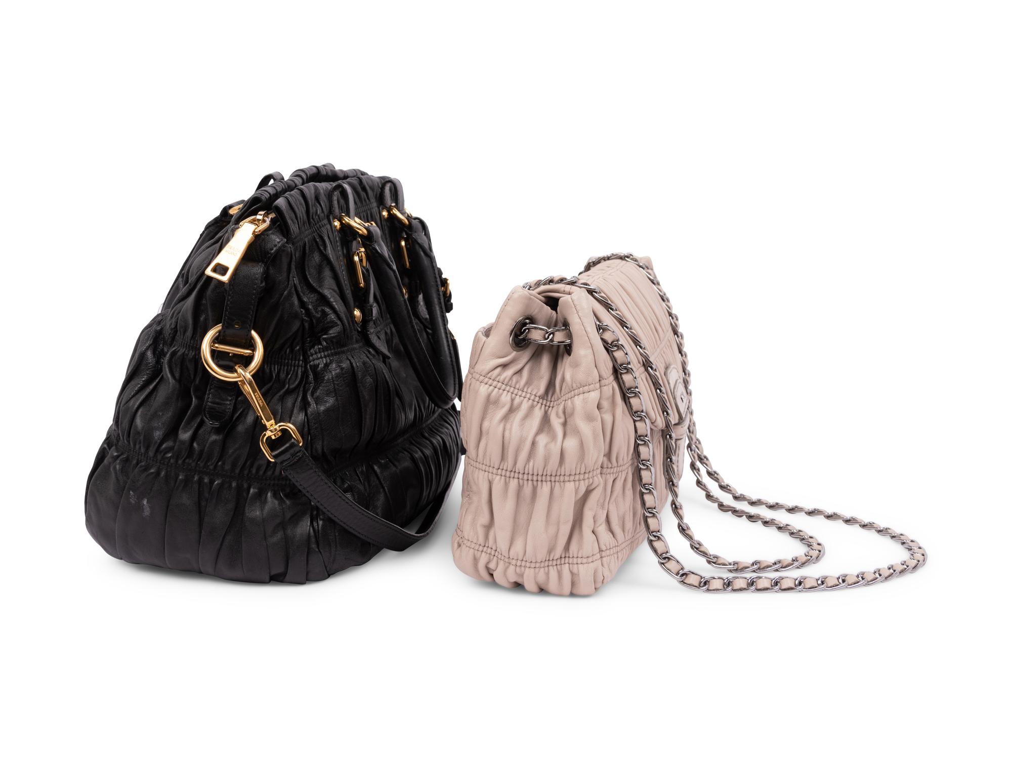 Two Prada Gaufre Nappa Leather Bags