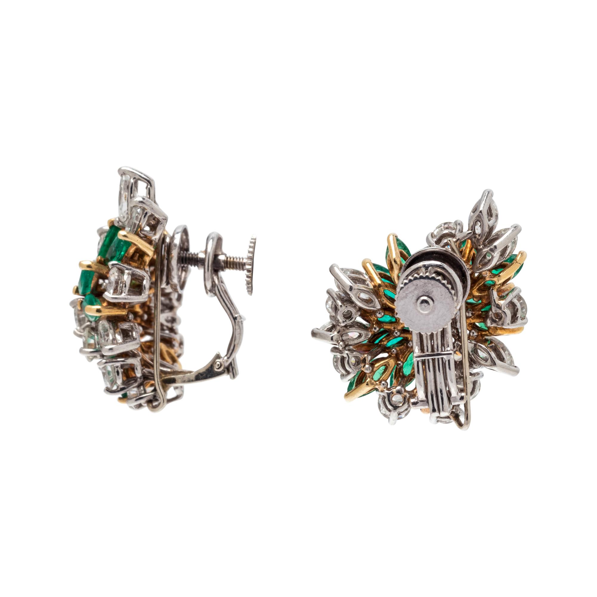 DIAMOND AND EMERALD EARCLIPS