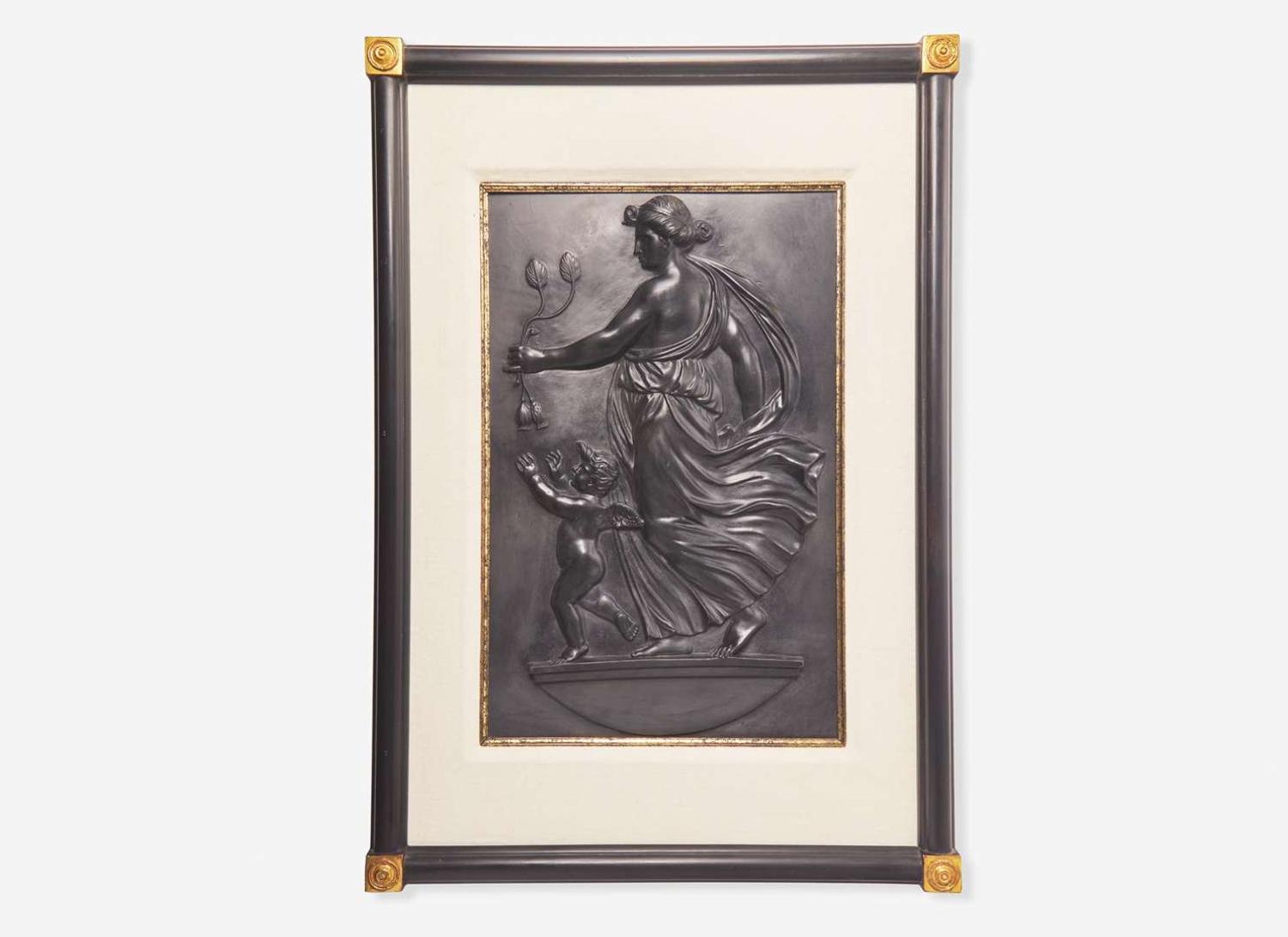 A Large Wedgwood Black Basalt "Night" or "Night Shedding Poppies" Plaque, UK, late 18th century