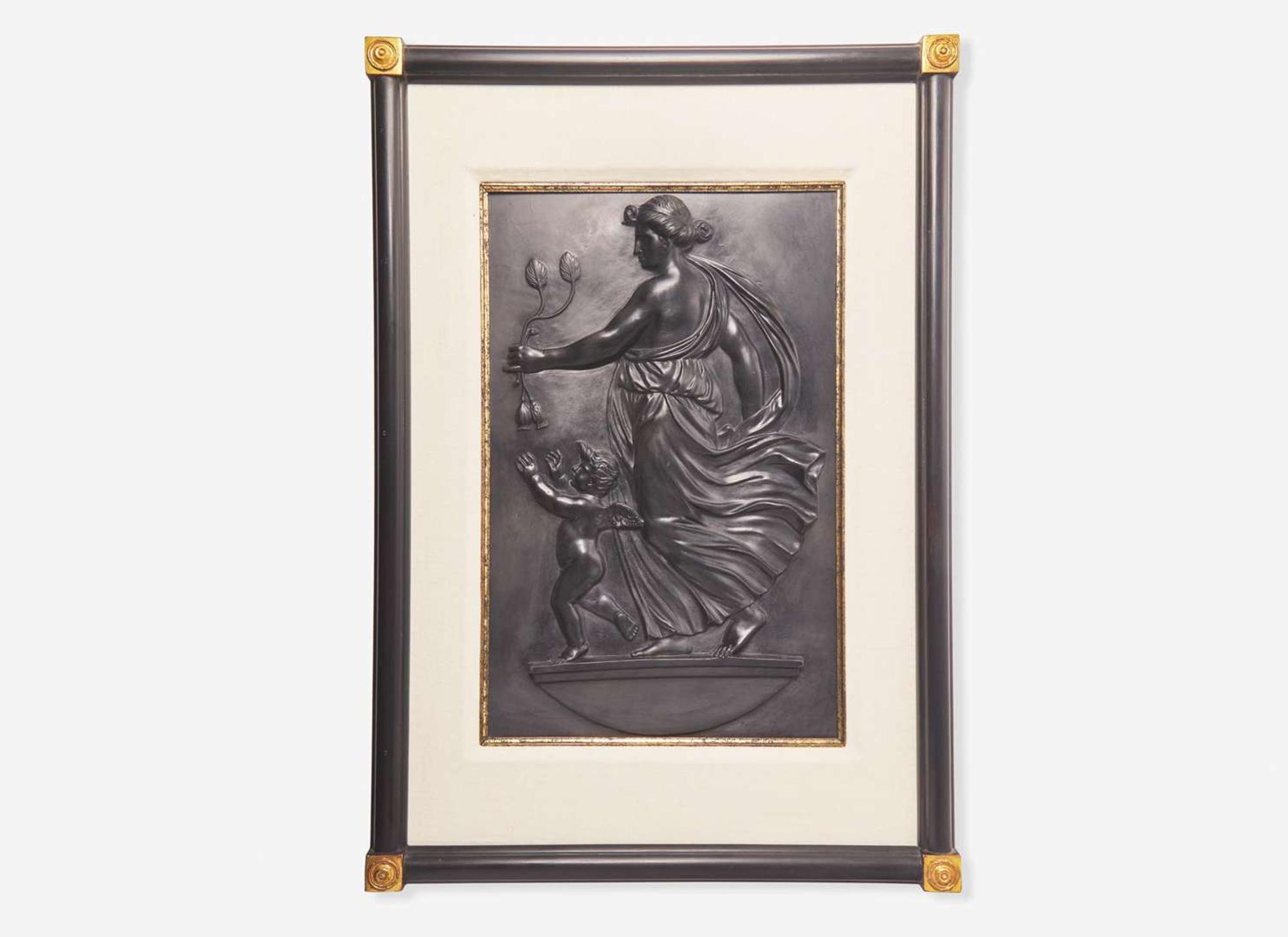 A Large Wedgwood Black Basalt "Night" or "Night Shedding Poppies" Plaque, UK, late 18th century