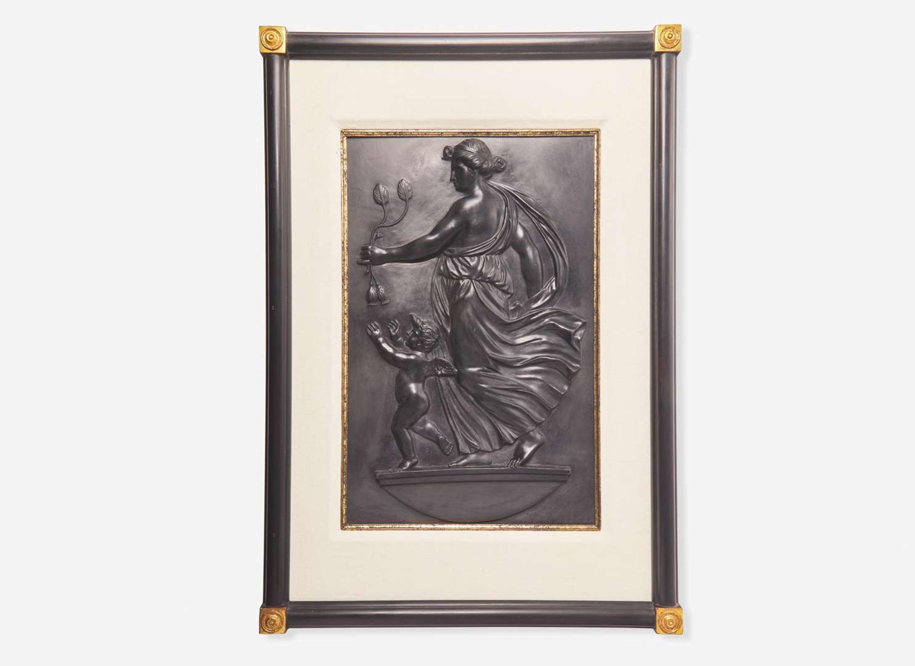 A Large Wedgwood Black Basalt "Night" or "Night Shedding Poppies" Plaque, UK, late 18th century